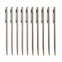 10 Pcs/Set Metal Ballpoint Pens Stainless Steel Pen 0.7mm Blue Black Ink Rotating Style Ball Pens Stationery For School  Supplie 2
