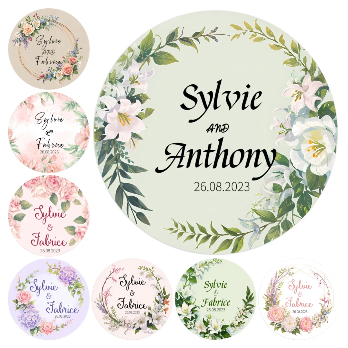 Personalized Wedding Stickers Gifts  Round Personalized Wedding Sticker -  Wedding - Aliexpress