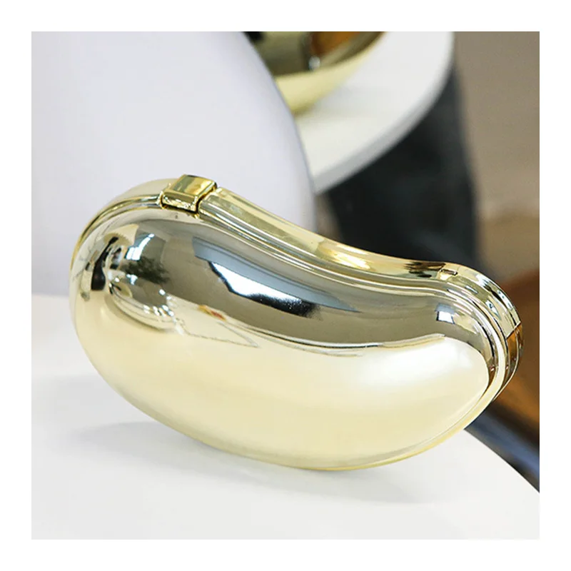 Nice design Gold And Silver Chain Women's Evening Bags 2024 New Bright Mango Shape Shoulder Bag Funny Party Crossbody handbags