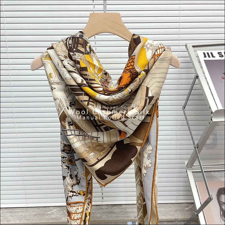 Sciarpa di lusso invernale di marca sciarpe di Cashmere di gelso firmate da  donna scialli di Pashmina a rullo a mano Paris Street stola Cape 140cm _ -  AliExpress Mobile