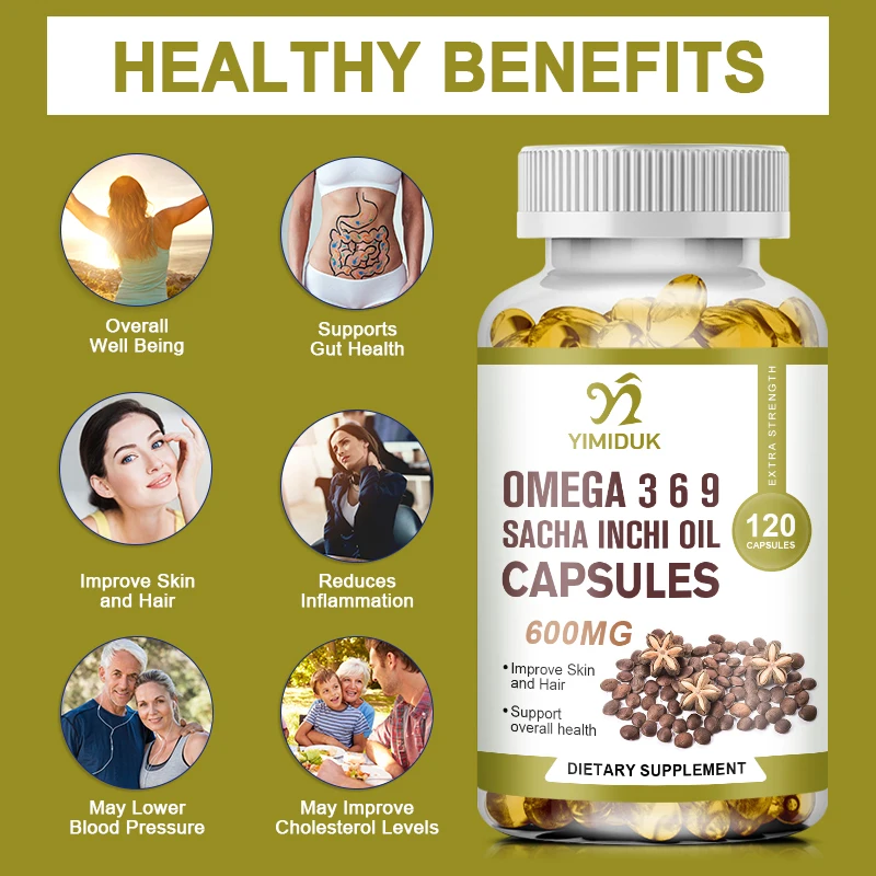 Organic Sacha Inchi Oil 1000mg Rich Source Omega 3-6-9 Essential Fatty Acids Odorless Source Ala elongates DHA EPA
