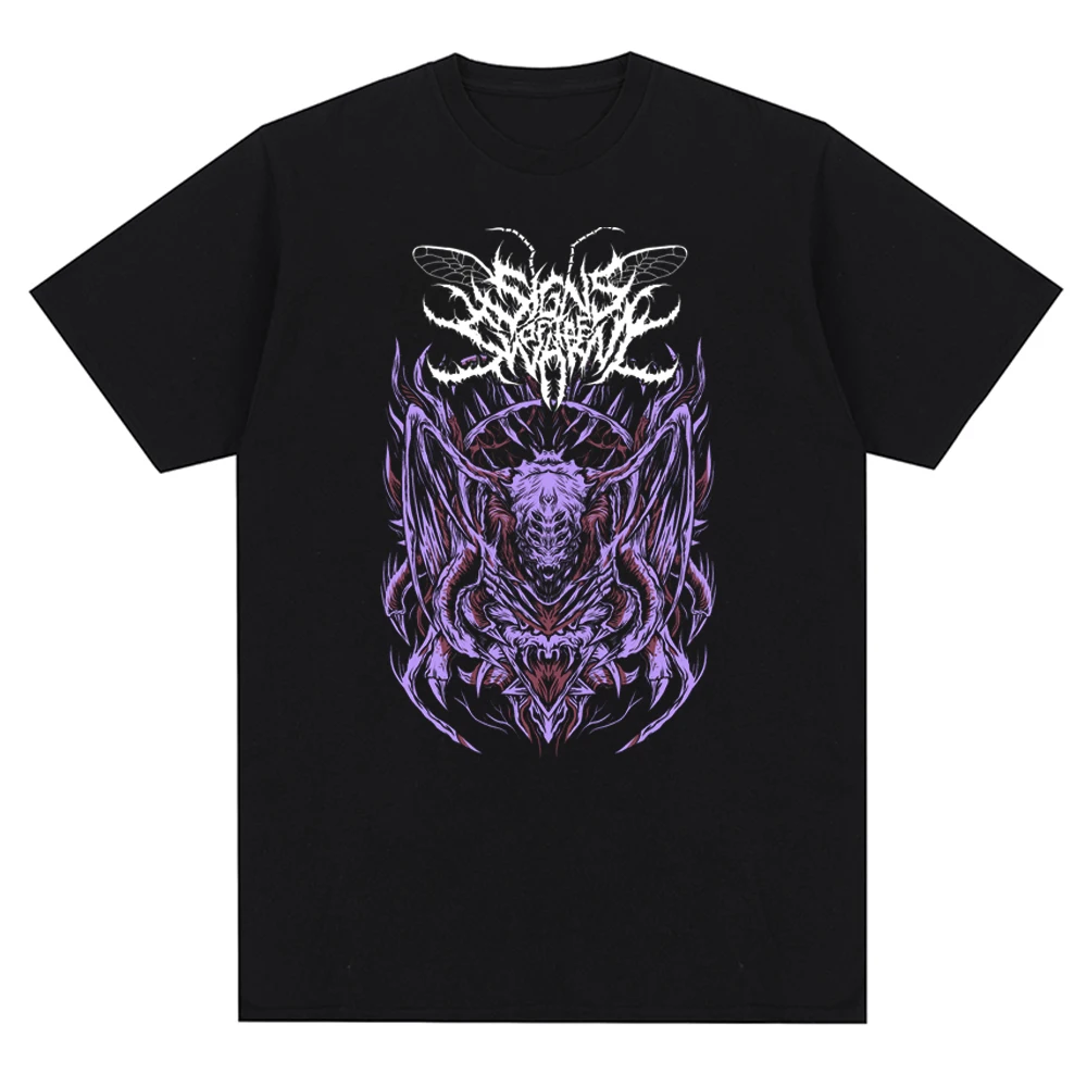 Gif speciale T-shir Deahcore Band Signs of The Swarm Design grafico musicale Prin 100% Coon Casual Shor Sleeve_voghion.com