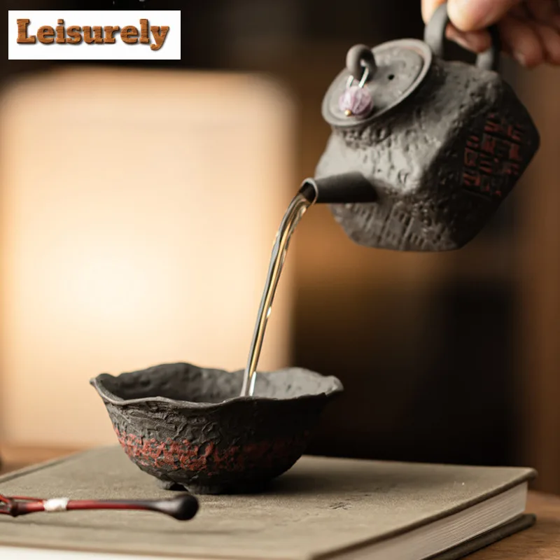 Old Rock Mud Coarse Pottery Teacup Retro Tea Bowl Jug Tea-tasting Meditation Cup Chazhan Master Cups Teaset Supplies Ornaments