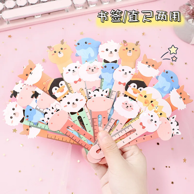 Bookmark Page Holder 50pcs Cartoon Cute Animal Paper Bookmarks Card Suit Mini Ruler Markers Clip Student Creative Stationery Gift Awards animal bookmark paper bookmark bookmark page holder