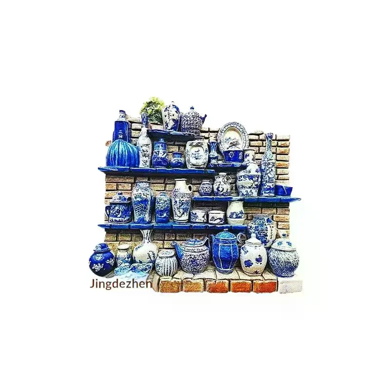 1Pcs 3D 자기 스티커 Jiangxi Jingdezhen 랜드 마크 냉장고 스티커 여행 동반자 선물 홈 인테리어