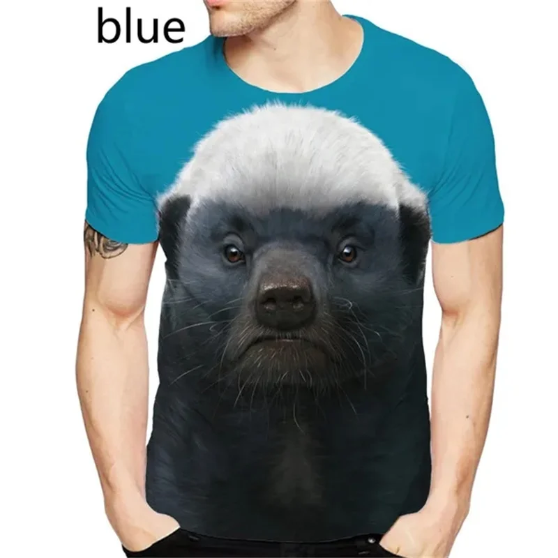 

Africa Honey Badger Graphic T Shirt for Men Funny Animal 3D Ratel Printed Tee Shirts Womens Clothing Cute Kids Short Sleeve Tops