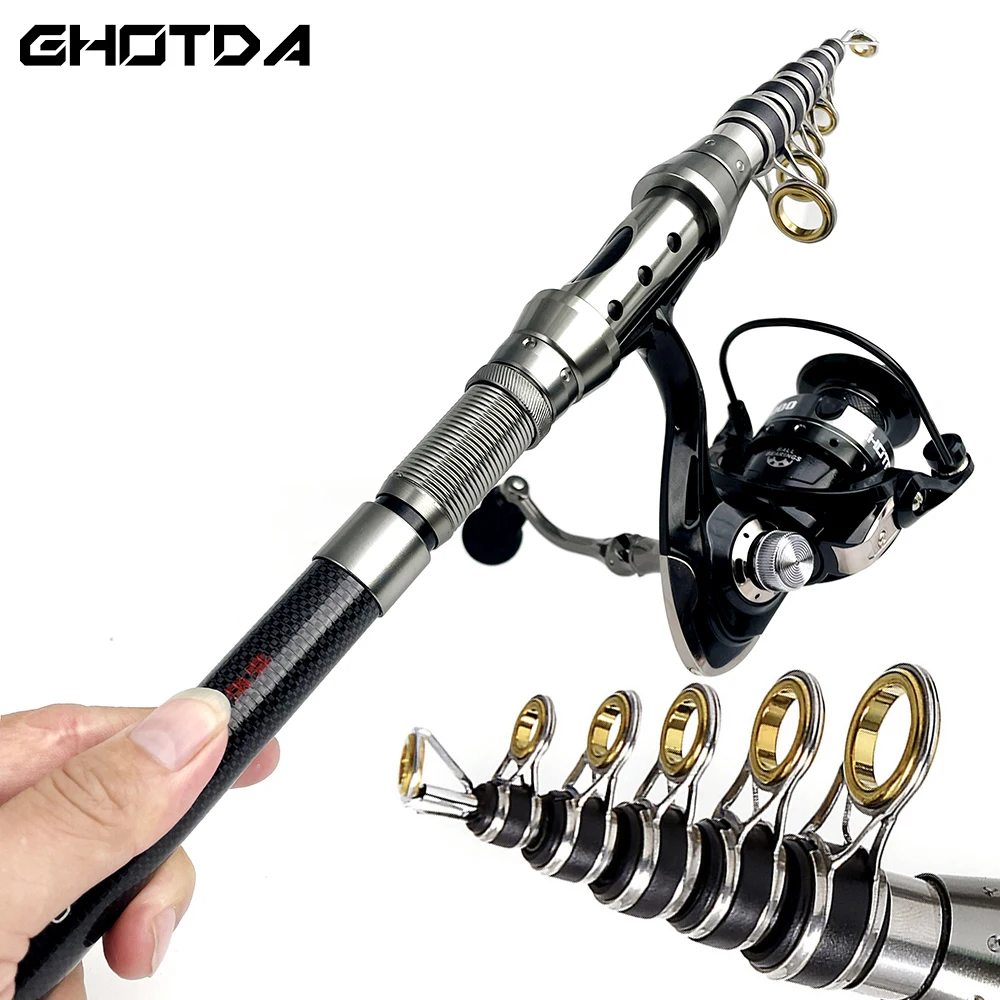 

Telescopic Fishing Rod Combo 1.5-2.4 M Carbon Travel Rod with Spinning Reel Fishing Set Bass Carp Pike Kit Feeder Pole