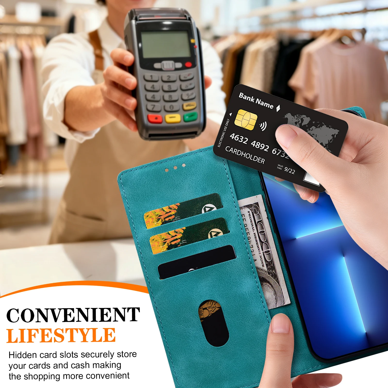 Magnetic Flip Leather Wallet Case - Premium Protective Cover