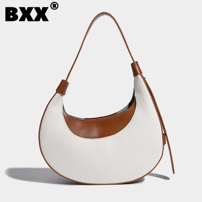 

[BXX] Underarm PU Bag Niche Design Shoulder Saddle Bags 2023 Autumn Fashion New Moon Shaped Casual Female Women's Handbag 8CY923