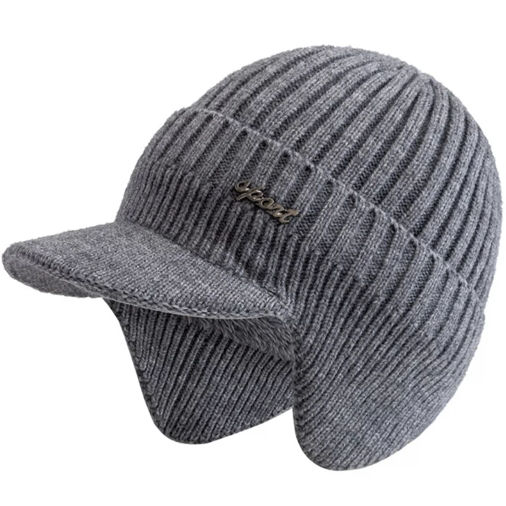 Unisex Stylish Plush Fur Lined Warm Winter Hats With Brim Soft Beanie Cap For Men Women