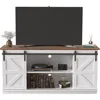 TV Stand for 65 Inch TV, Entertainment Center with Storage Cabinets and Sliding Barn Doors, Mid Century Modern Media TV Table 1
