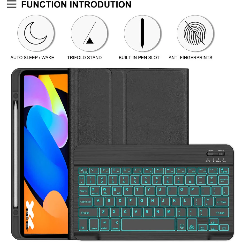 Lenovo 11 Tablet Case with Detachable Keyboard and Pen Slot