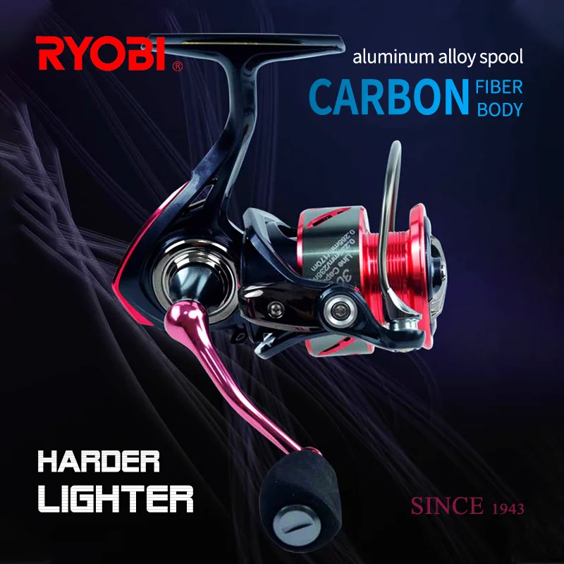 

RYOBI 2022 New Carbon Fiber Body Spinning Fishing Reel 6+1BB Gear Ratio 6.2:1 Aluminum Alloy Spool For Freshwater Seawater
