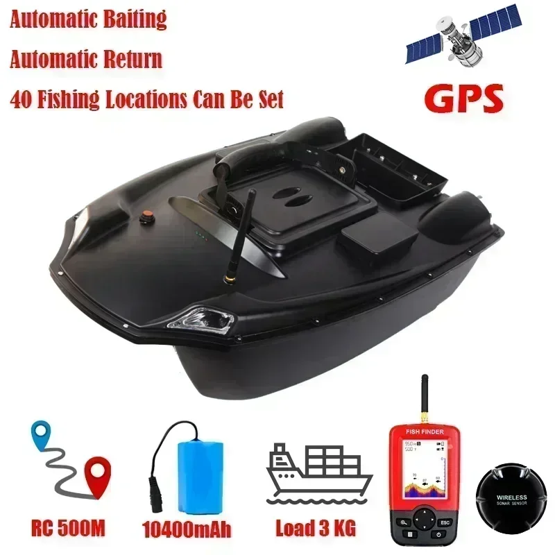 RC Bait Boats T888 500M 40 Fishing Points 2.4G 25km/h Automatic Cruise Return 3KG Bait Load High-power Dual Motor 2 Boxes