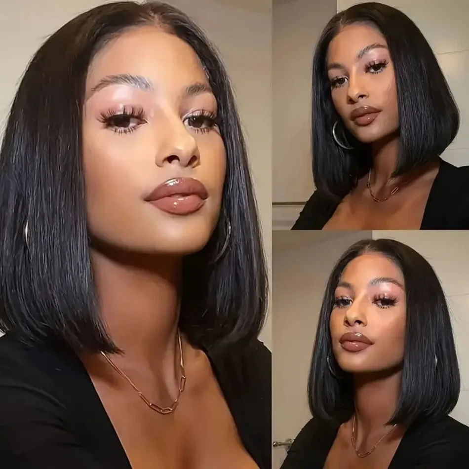 5X5 4X4 Glueless Straight Bob Wig Human Hair No Lace Closure Bob Wig Human Hair Pre Plucked with Baby Hair For Black Women 3