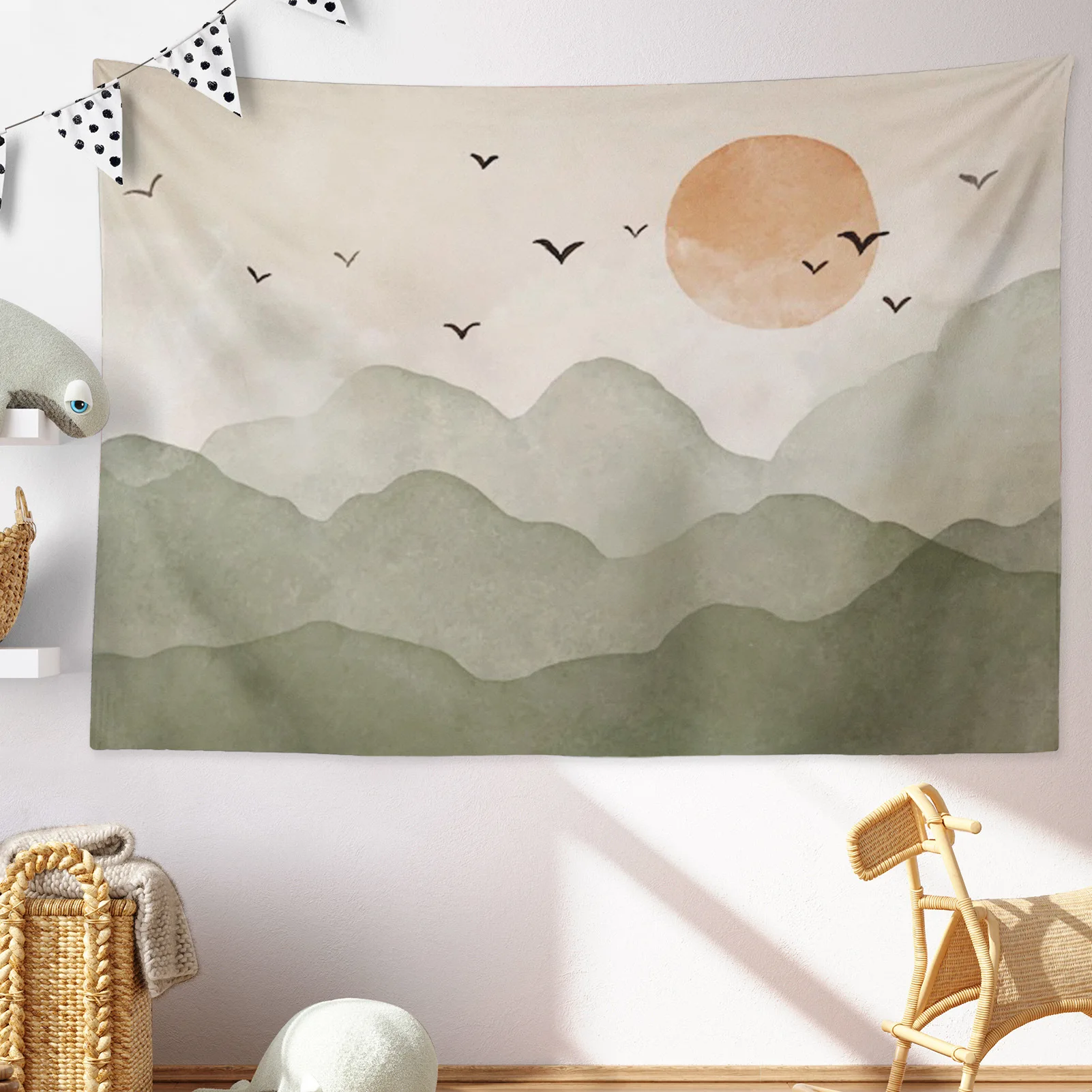 GobelinSceneryMountainsSunTapestryWallHangingRoomDecoration