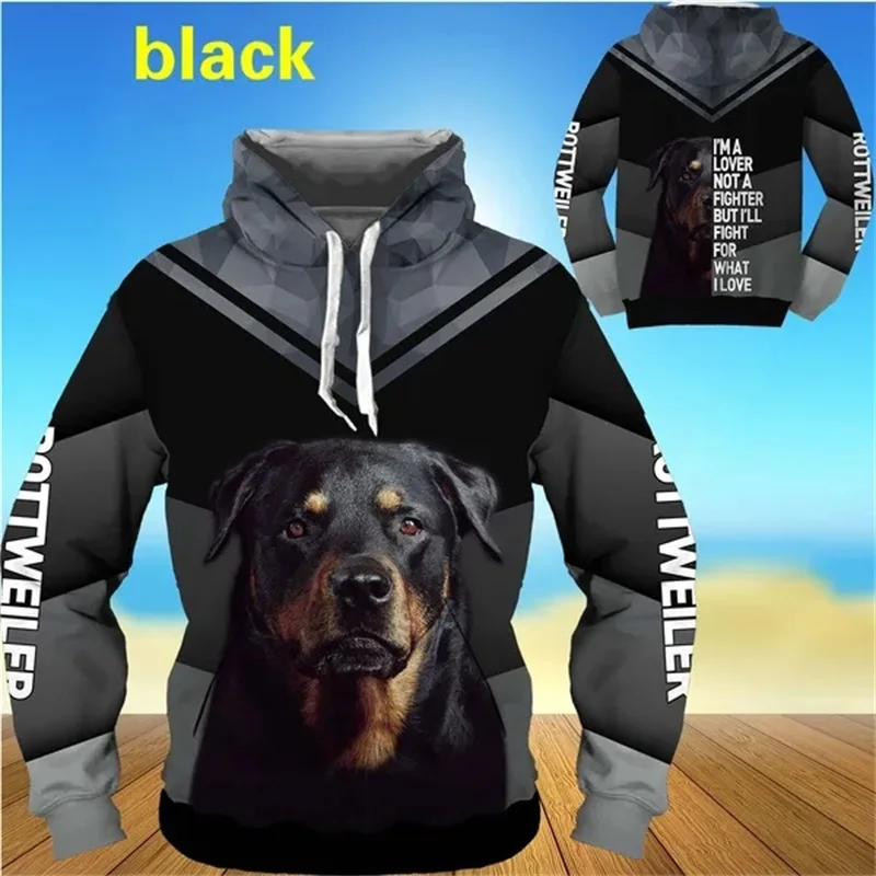 Sudadera con capucha con estampado 3D de animales y perro rottweiler divertido para hombre, sudaderas informales, sudaderas holgadas de gran tamaño, sudaderas con capucha para hombre, camisetas de cal