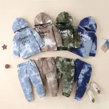 

Baby Clothing Sets Children Mama's Boy Letter Print Tie-dye suit Boys Tracksuits Kids Sport Suits Hoodies Top +Pants 2pcs Set