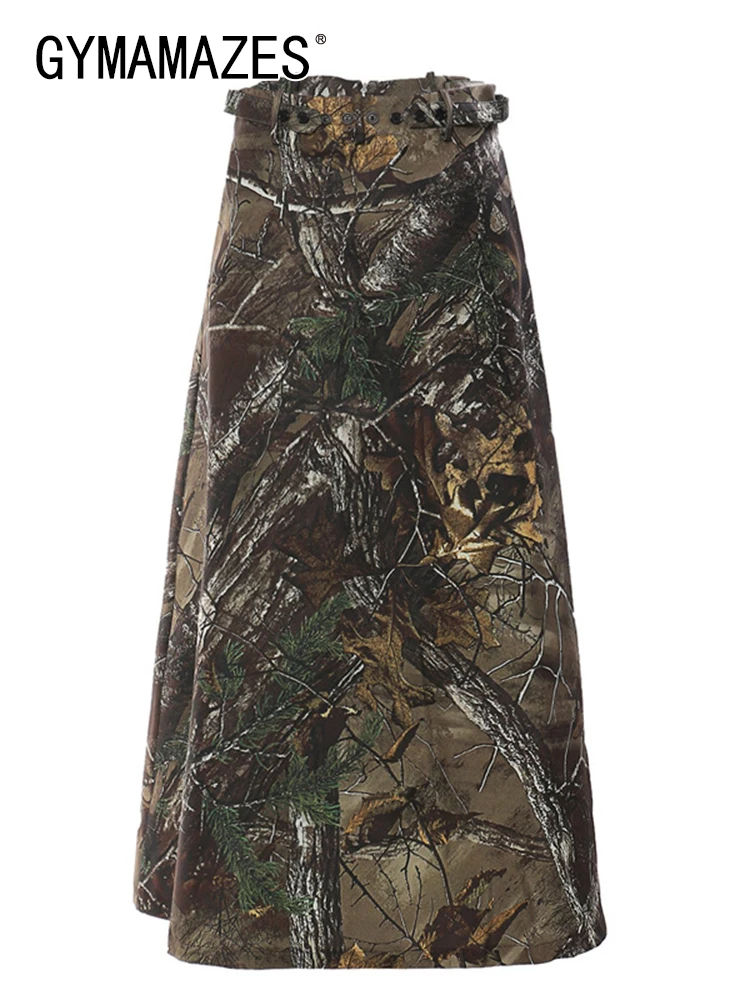 

GYMAMAZES Allover Floral Print Skirts For Women High Waist Patchwork Zipper A Line Summer Loose Skirt Female Fashion Clothing