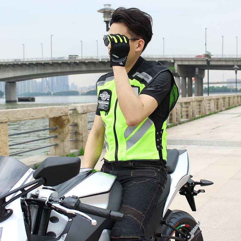Motorcycle Riding Vest Warning Safety High Visible Rider Waistcoat Racing Moto Cycling Reflective Light Outdoor Sport Clothing