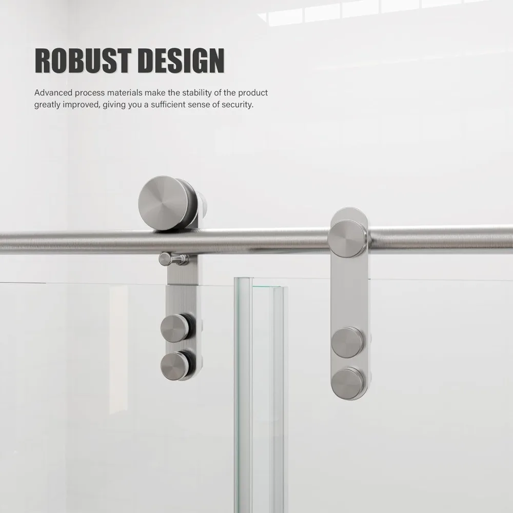 60" W × 76" H Glass Shower Door,Frameless Shower Door with Handle and Seal Strip for Waterproof,Sliding in Stylish and Modern 2