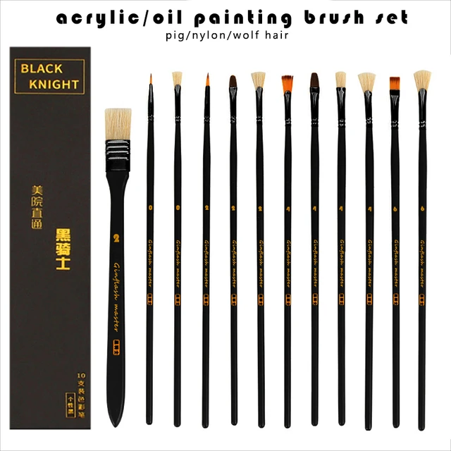 6 Pcs Nylon Wood Handle Paint Brushes Set Round Acrylic Oil Watercolor  Brushes Professional Painting Brush for Ink Rock Painting