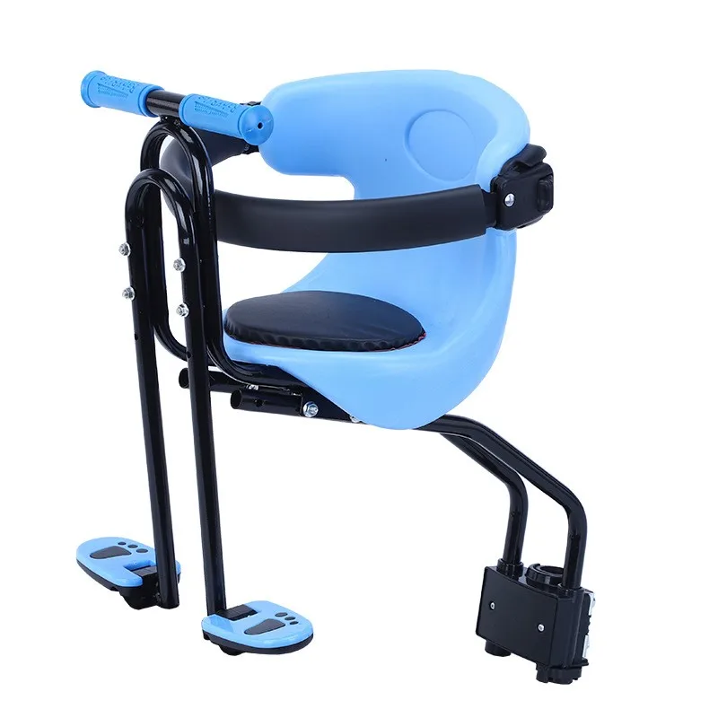 Asiento de seguridad para bicicleta de montaña, silla delantera para niños,  con respaldo, reposapiés