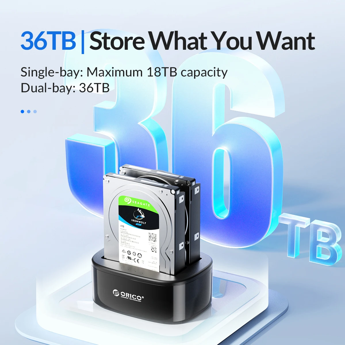 Orico-estação de Ancoragem do Disco Rígido de Baía Dupla 2.5 3.5 Hdd Ssd 12v 3a Adaptador de Alimentação Sata para Usb 3.0 Hdd - Imagem 4