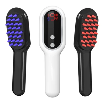 Pettine elettrico per la crescita dei capelli laser Luce rossa blu Terapia magnetica Spazzola per massaggio alla testa Trattamento anti-perdita dei capelli Massaggiatore del cuoio capelluto