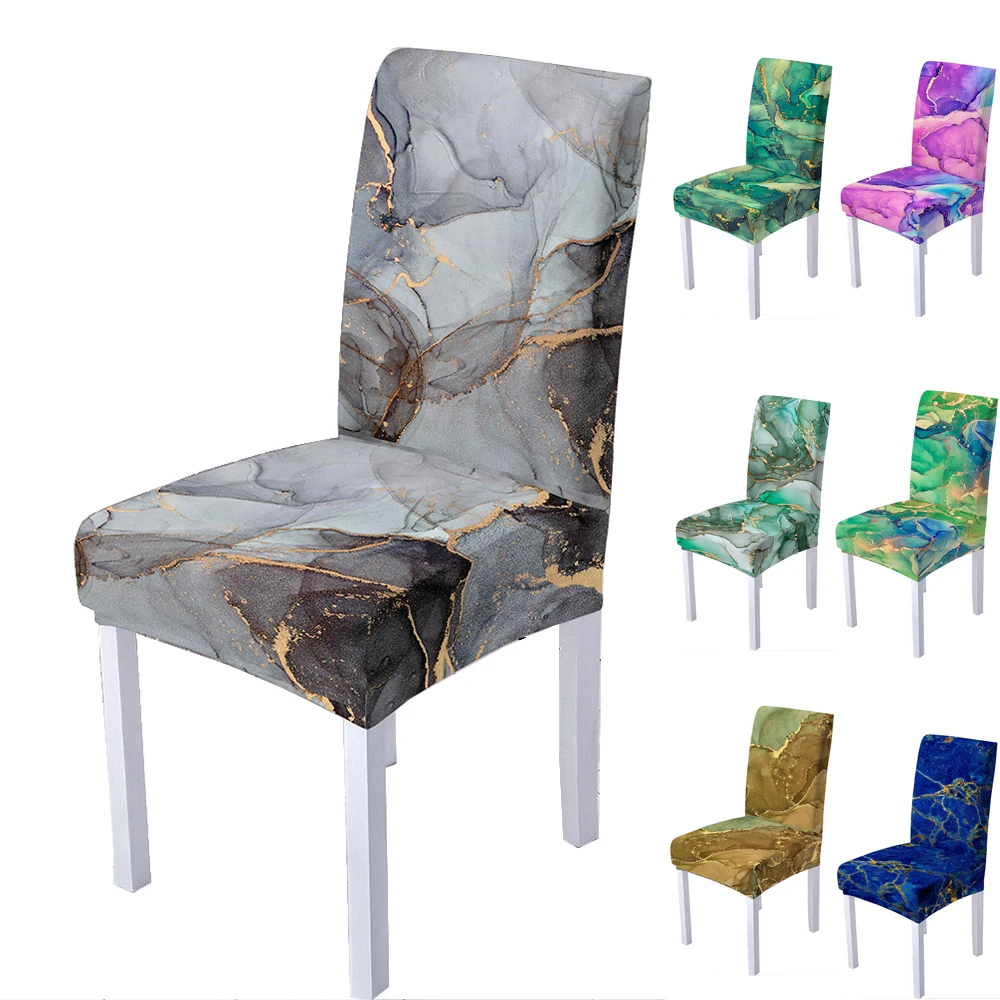 Watercolor Marble Elastic Chair Cover Spandex Chair Slipcover Strech