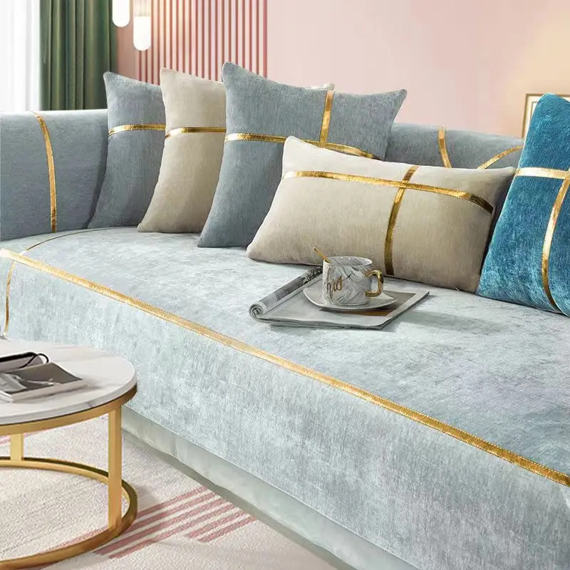 Nordic Chenille Jacquard Sofa Cushion Pink Sofa Cover for Living Room 1/2/3/4 Seater Couch Cover L-shaped Corner Sofa Cover 6