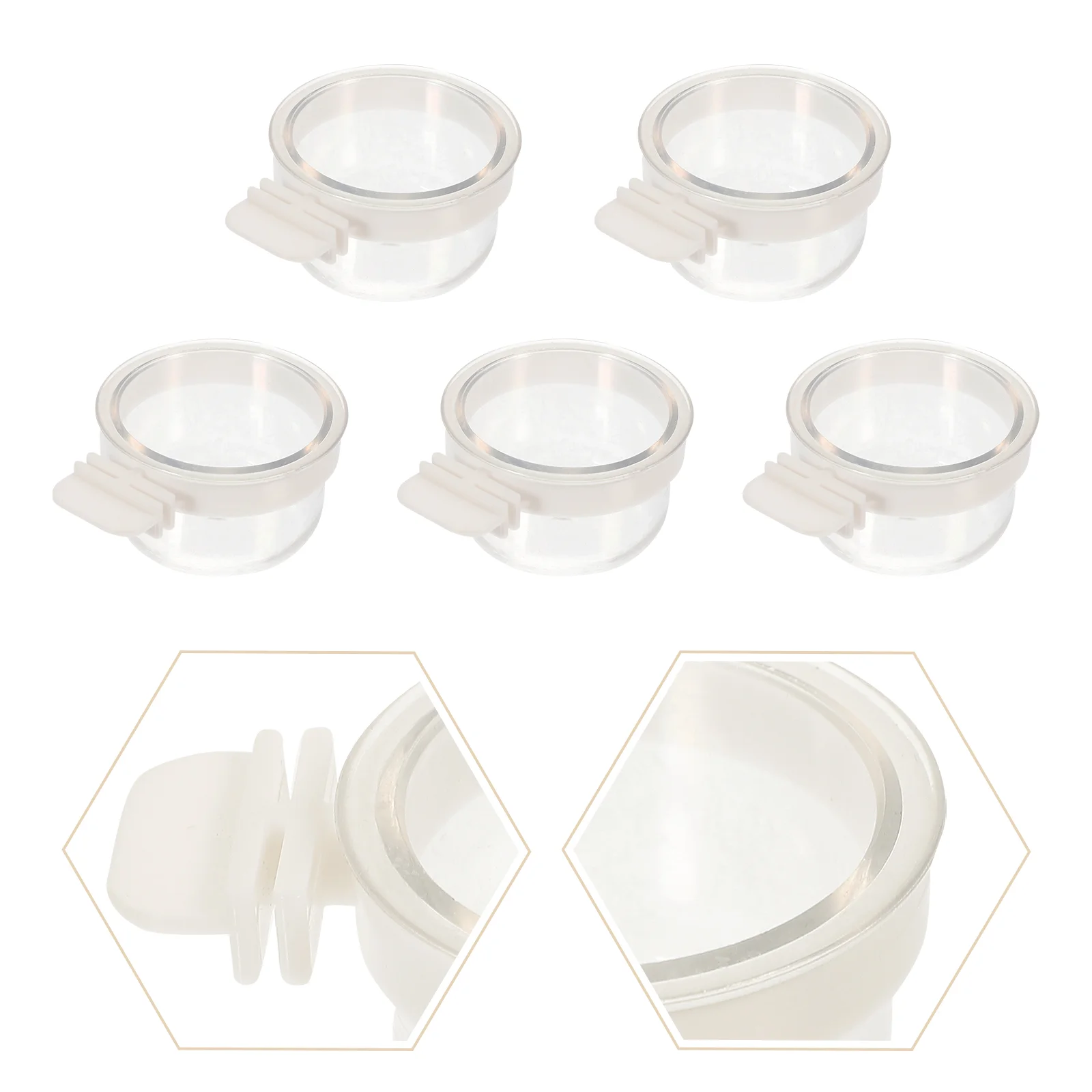 

5 Pcs Parrot Feeding Box HummingBirds Feeders Food Bowl Feeders Transparent Accessory Water