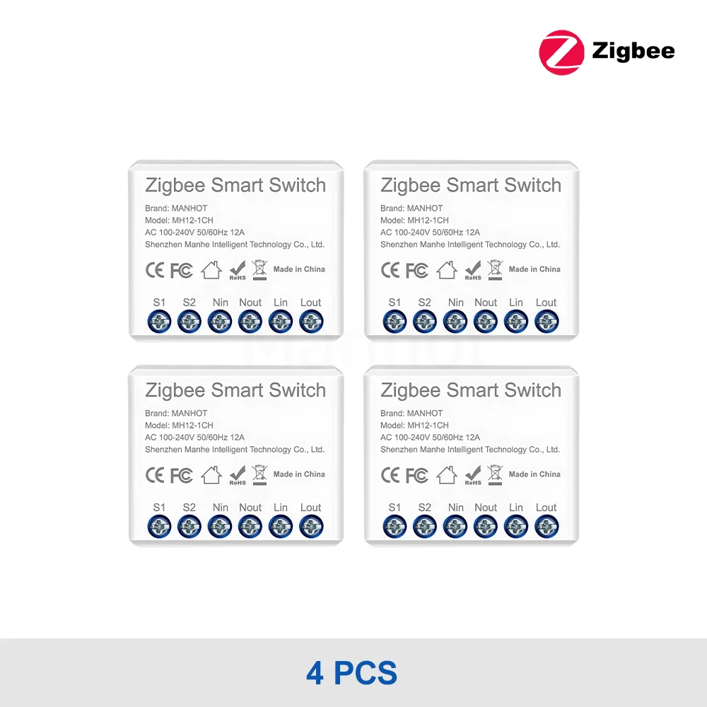 Smart Zigbee Mini Light Switch Module, 16A, with Voice Control Integration
