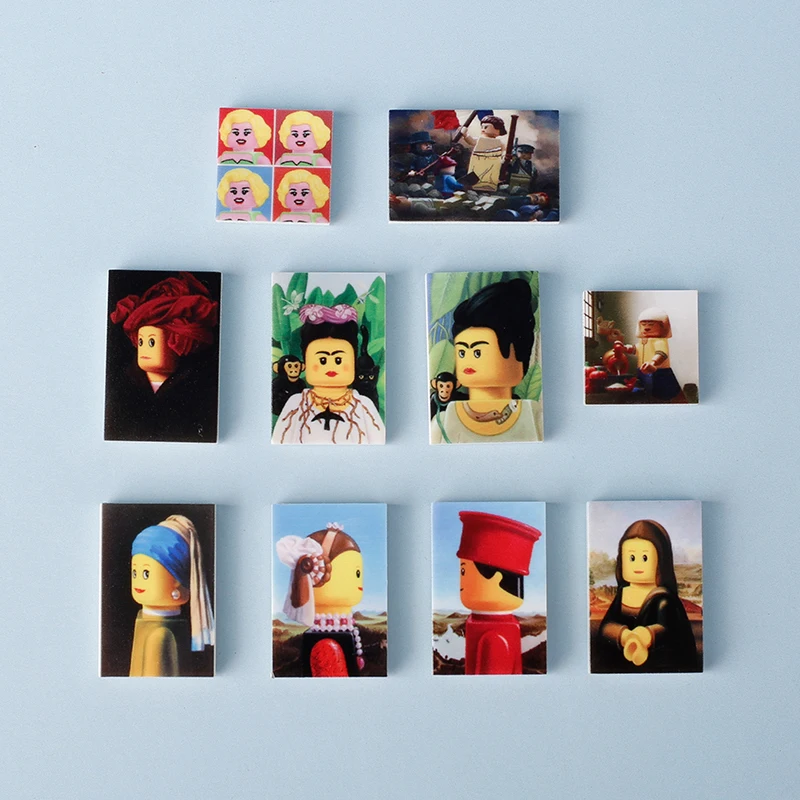 Building Blocks Toys MOC City World Famous Paintings Printed Building Blocks Art Exhibition Landscape Oil Portrait Painting Bricks Toys Kids Gift
