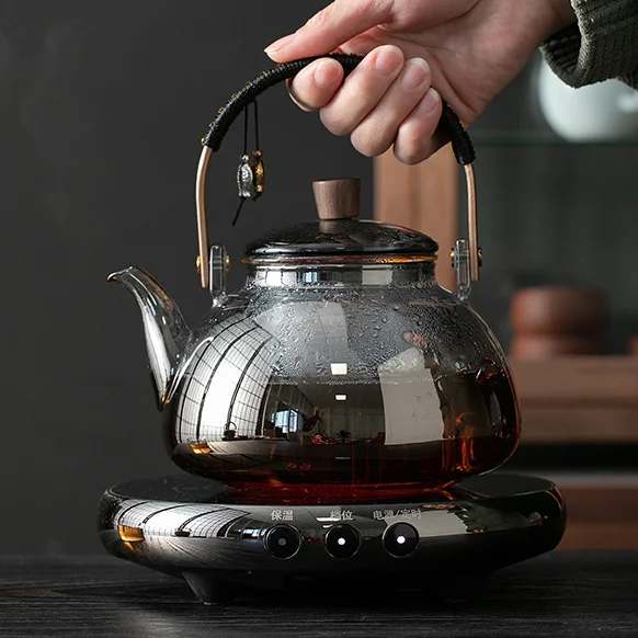 Electric Tea Stove Water Boiler Steamed Kettle Radiant-cooker Tempered panel Waterproof 950ml High borosilicate glass pot oneset