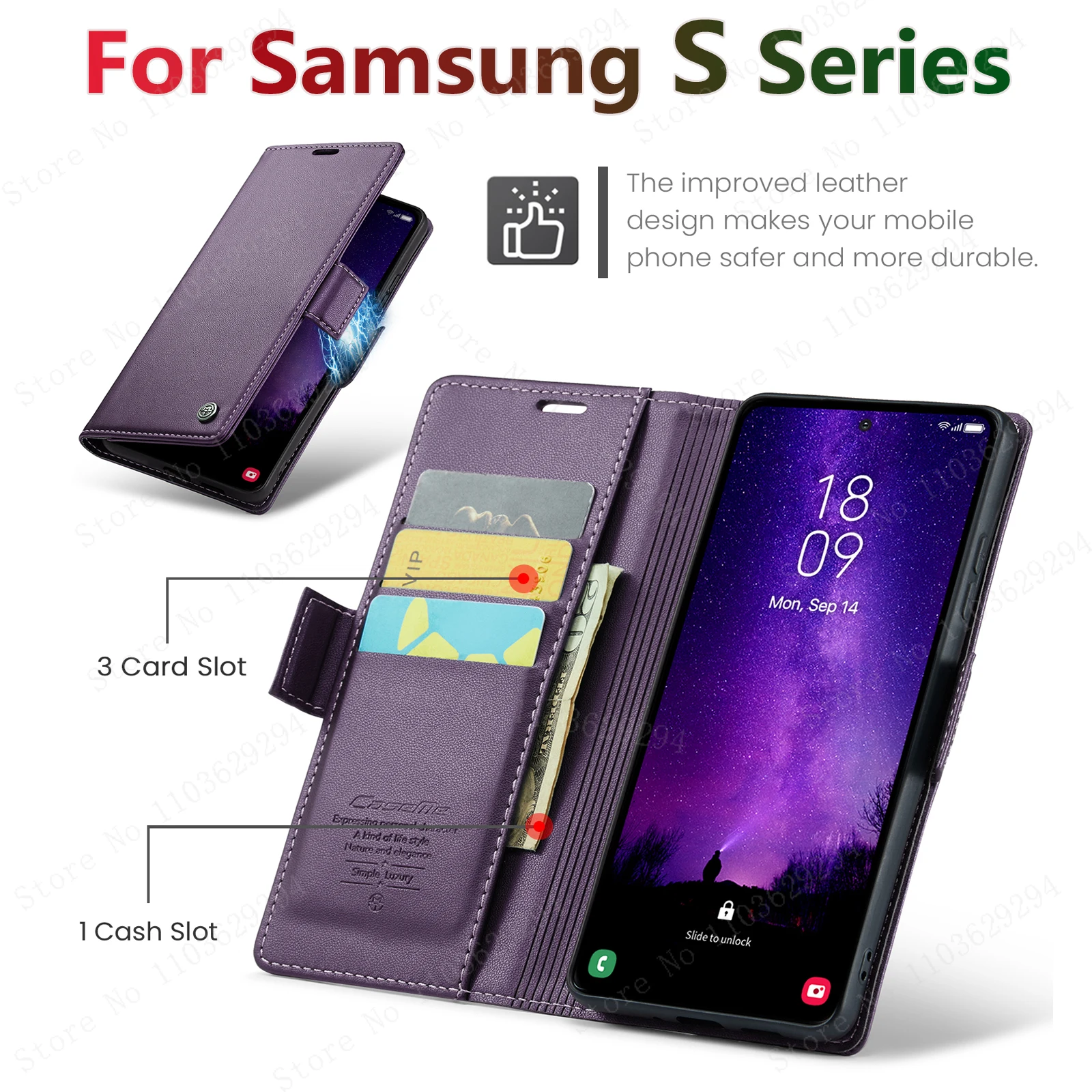 Carteira de Couro de Negócios Flip Cover Case para Samsung Galaxy S24 Ultra S23 S20 S21 Note10 20 Herder Luxo - Image 3