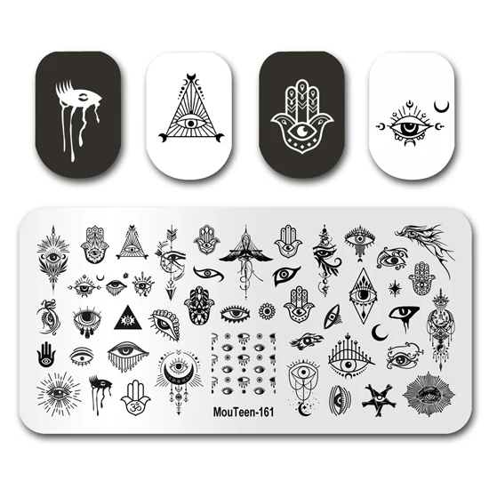 Art Nail Stamp MouTeen186 Mixed Line Art Nail Stamping Plates Manicure Set For Nail Art Stamper 5