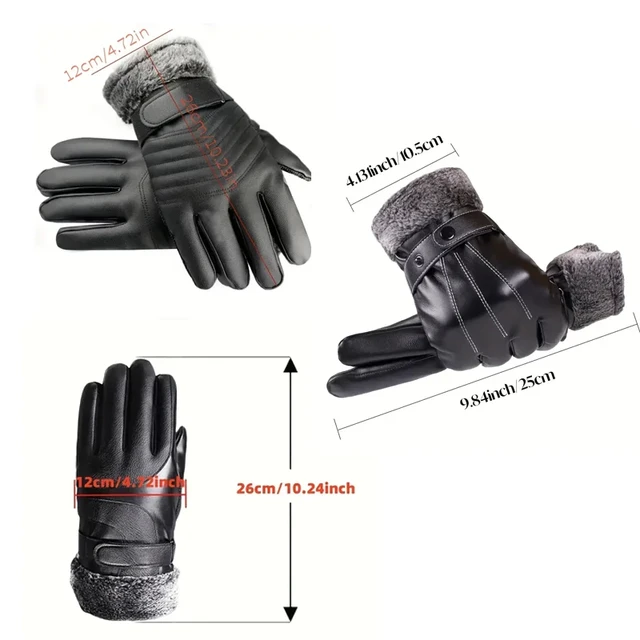 Winter Glove Windproof Warm Leather Glove Waterproof Touchscreen Anti Slip Cashmere Lining Cycling Running Ski Full Finger Glove 5