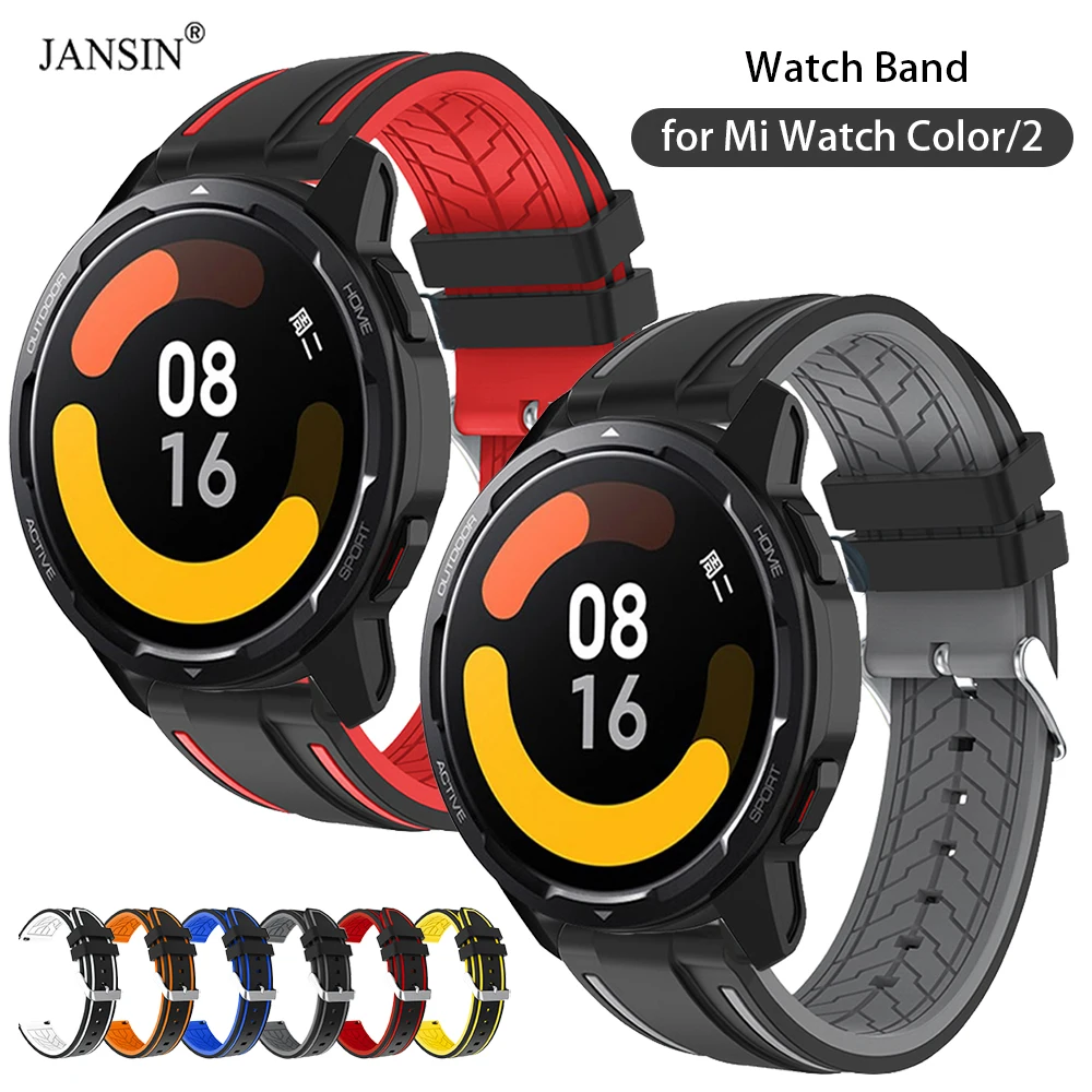 

Силиконовый спортивный ремешок для Xiaomi Mi Watch, цветной 2 цвета, модный двухцветный резиновый мужской сменный Браслет, аксессуары для браслета