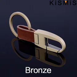Sleek Minimalist Leather Keychain - Elegant Key Holder with Premium Stitching (Brown)