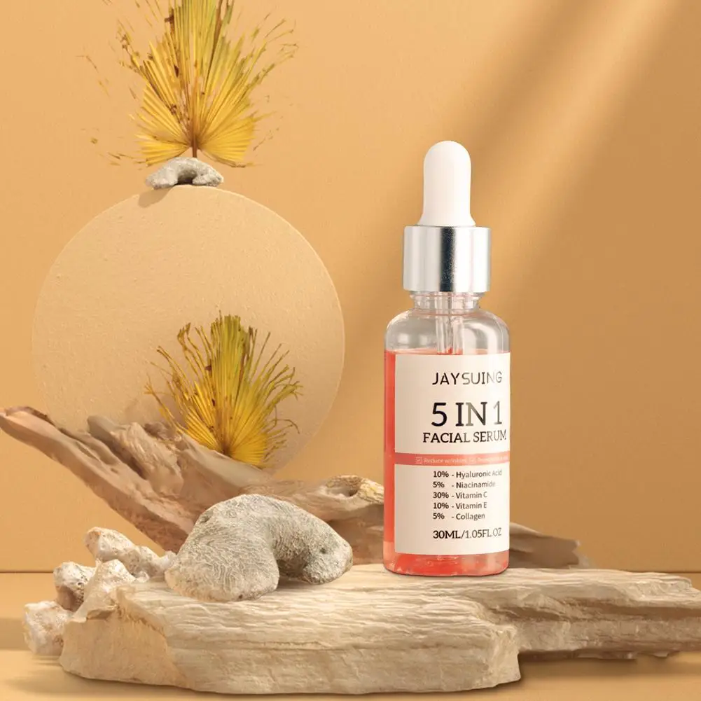 5 In 1 Face Serum Moisturizing Whitening Anti Wrinkle Aging Vitamin C Hyaluronic Acid 30ml Skin Care