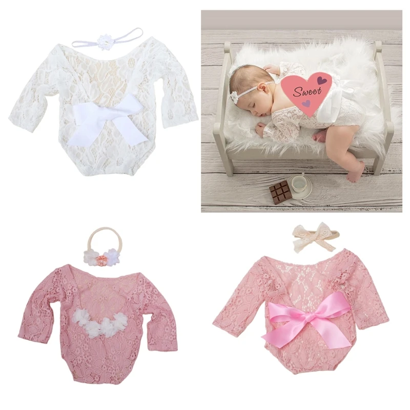 

Newborn Picture Outfit Infant Photography Lace Romper Newborn Photography Props QX2D