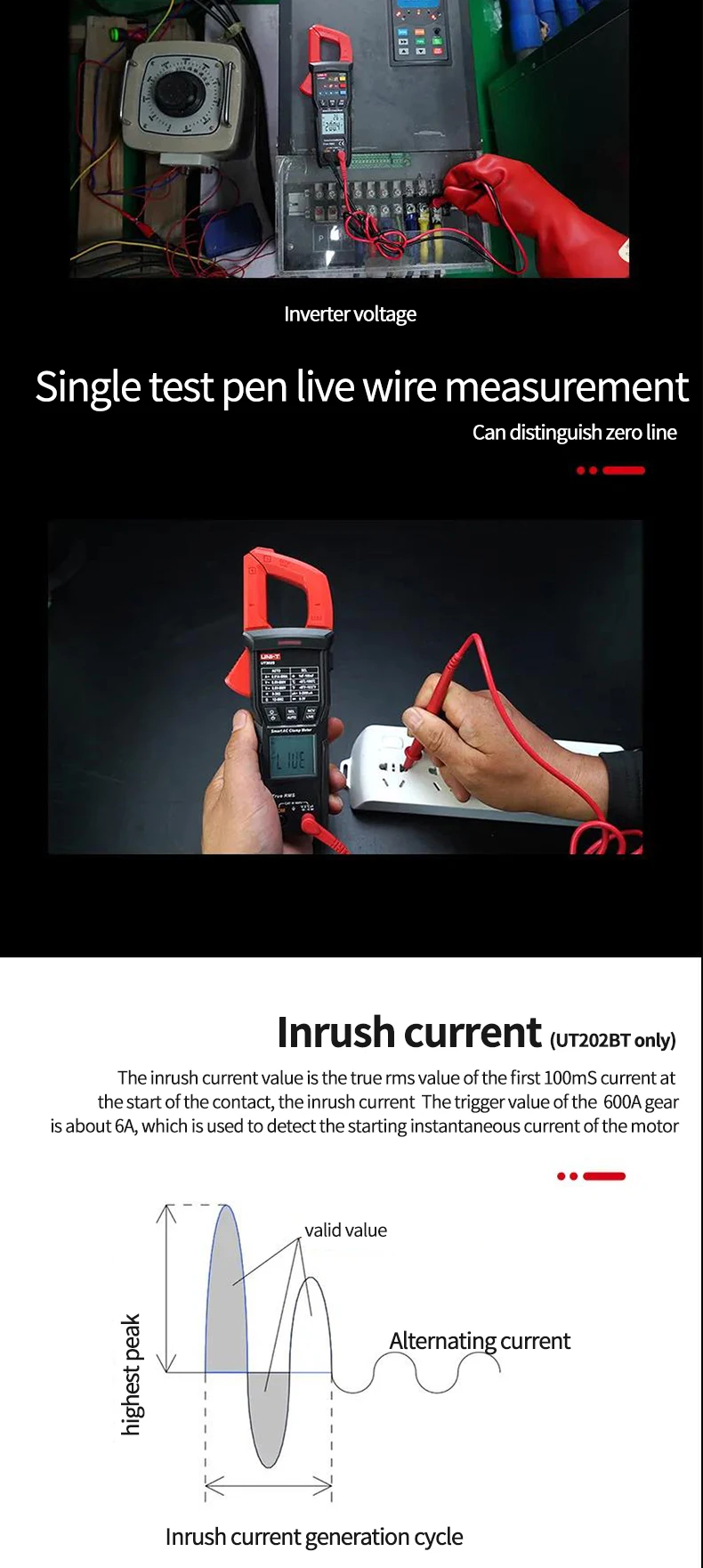ut202bt conexão bluetooth 600a ac dc tensão
