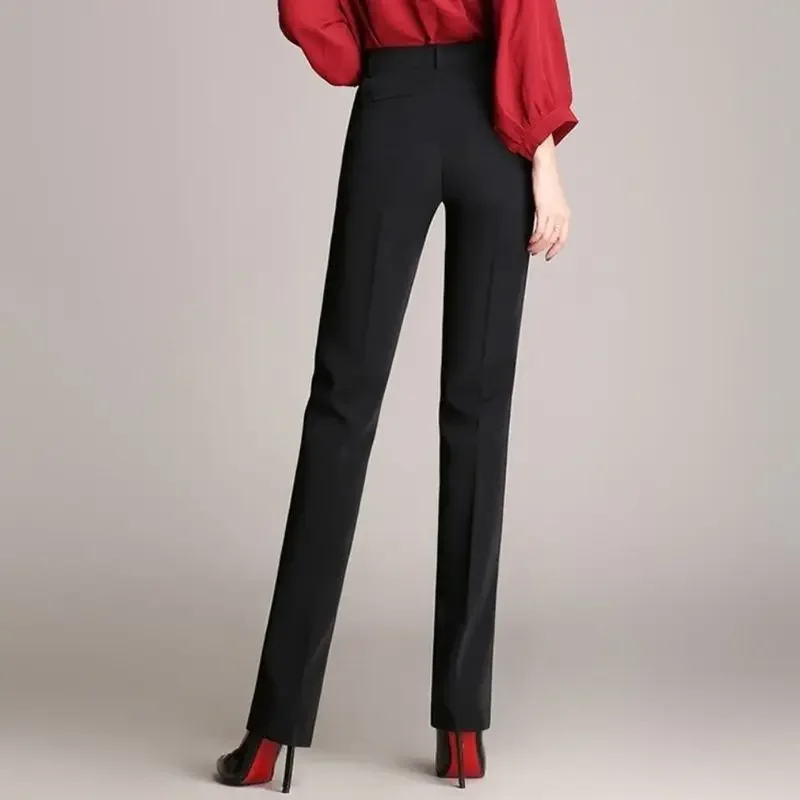 Women's Cropped Pants 2023 New Spring Summer Straight Cylinder Casual Solid Button Zipper PocketsFashion Pencil Trousers