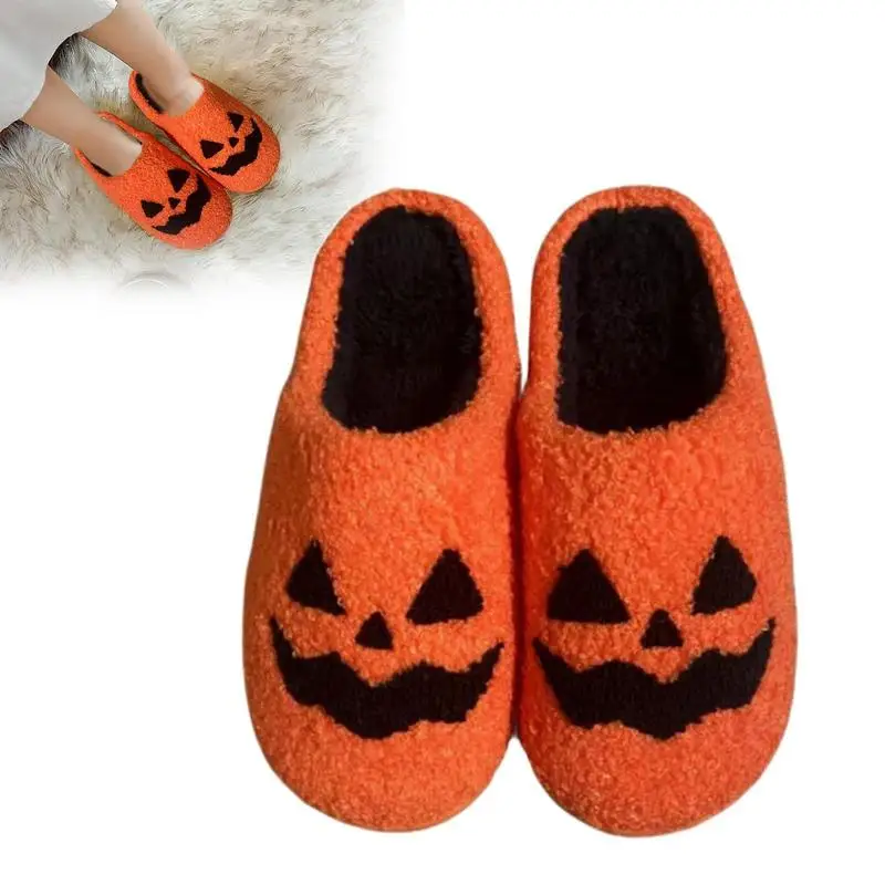 

Ghost Slippers Halloween Slippers Pumpkin Slippers Men Flat Soft Plush Cozy Indoor Fuzzy Women House Shoes Fashion Gift