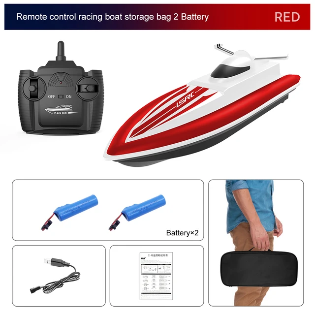 2.4G LSRC-B8 RC High Speed Racing Boat Waterproof Rechargeable Model Electric Radio Remote Control Speedboat Gifts Toys for boysGray