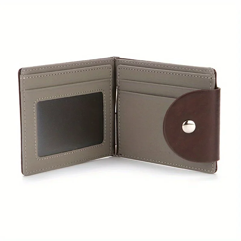 Men's Money Clip Luxury Simple Slim PU Leather Wallet Zipper Coin Purse Money Clip Credit Card Holder