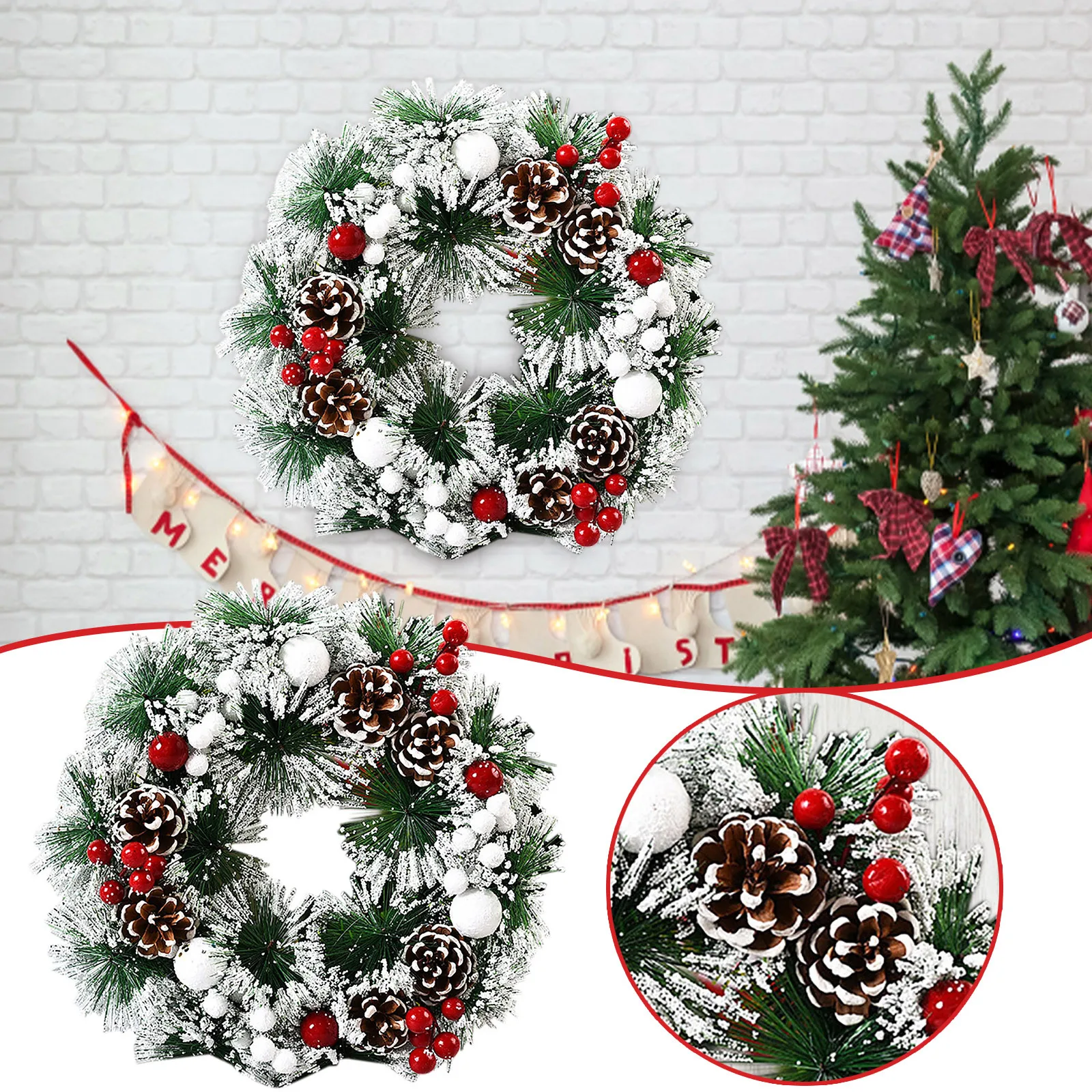 Christmas Crack Christmas Wreath Berry Wreath Handmade Floral Front
