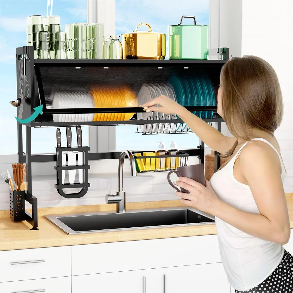 Dish Drying Rack Kitchen Over The Sink Drying Rack Adjustable Stainless Steel Bowls And Cutlery Drainers Organizer For Kitchen 2