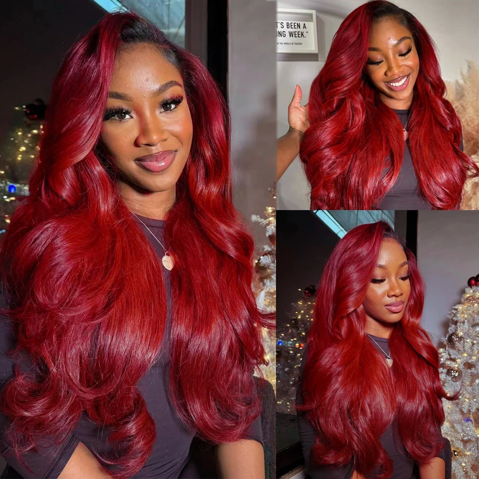 Ombre Burgundy Straight Human Hair Bundles Indian Hair Weave Extensions 1/3 Pcs Lot 100 Gram Wine Red Bundles 28